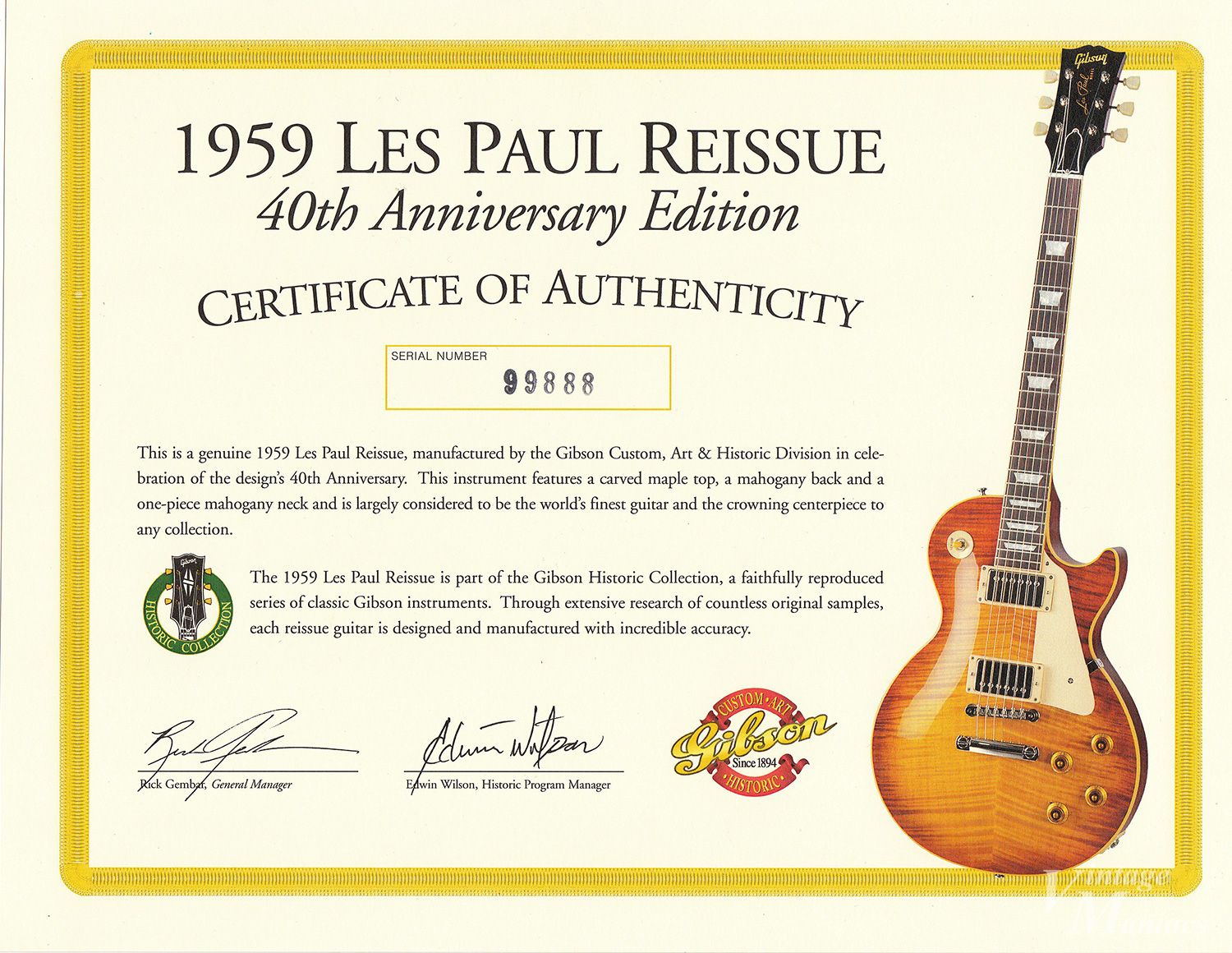 1999年製 Gibson ヒスコレ59 Les Paul