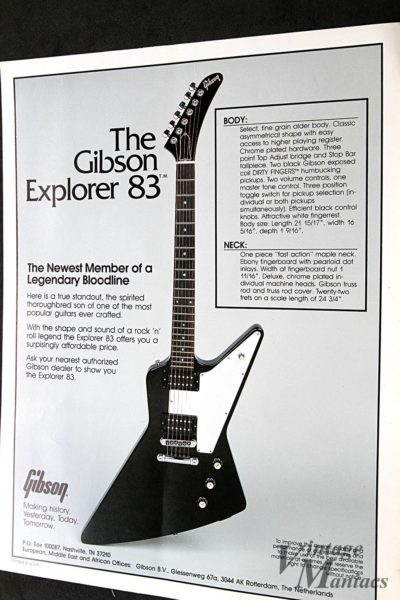 The Gibson Explorer 83が掲載されたカタログ
