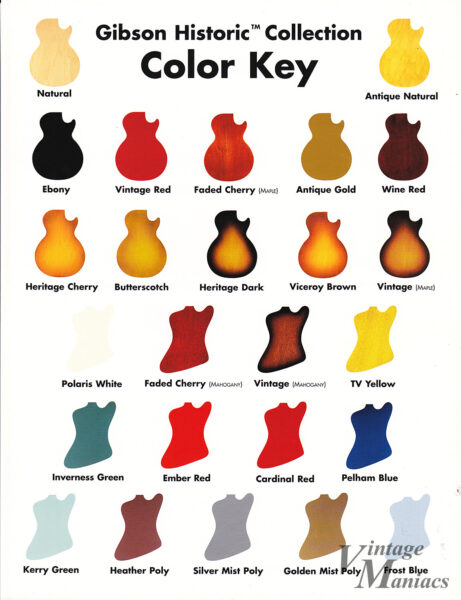 Gibson Historic Collection Color Key